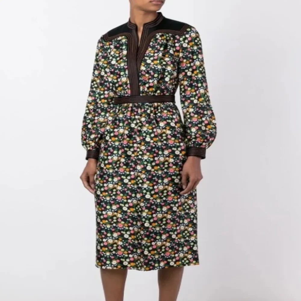 NWOT Tory Burch Runway Fall Collect 2016 NY Floral Silk Midi Dress S $629
